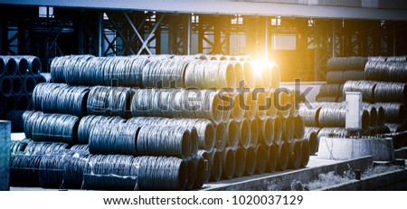 Stack of round steel bar