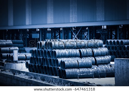 Stack of round steel bar