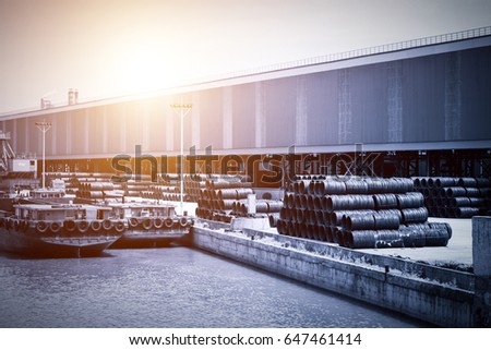 Stack of round steel bar