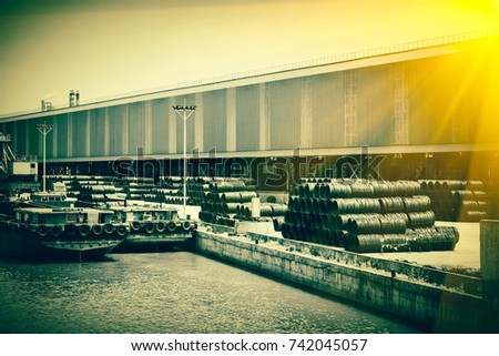 Stack of round steel bar
