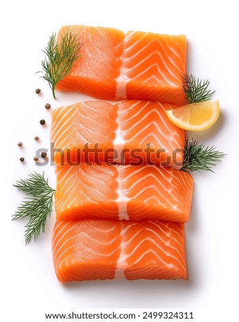Stack of salmon fish isolated on white background