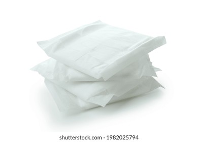 Stack Of Sanitary Pads Isolated On White Background