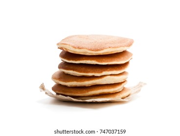 Stack  Of Scotch Pancakes Isolated On White 