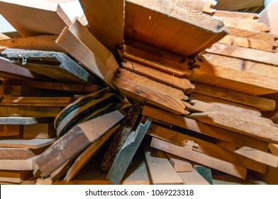A stack of scrap wood ready for the next wood craft project.