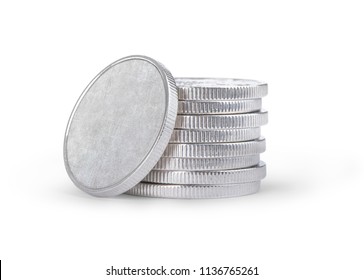 Stack Of Silver Coins Isolated