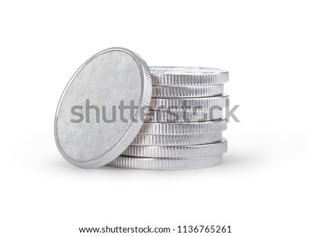 stack of silver coins isolated