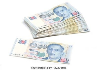 A Stack Of Singapore Notes