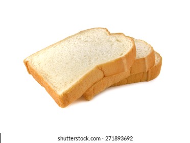 Stack Of Sliced American White Bread On White Background