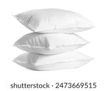 Stack of soft pillows isolated on white