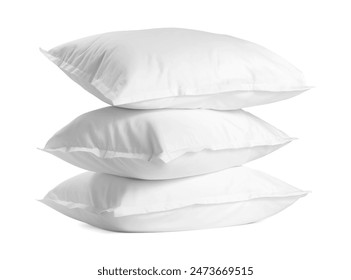 Stack of soft pillows isolated on white