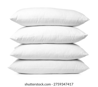 Stack of soft pillows isolated on white