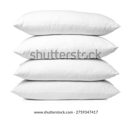 Stack of soft pillows isolated on white