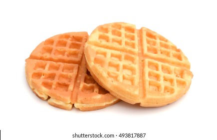 Stack Of Soft Waffles Isolated On White Background