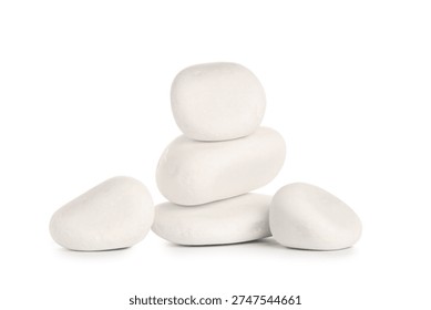 Stack of spa stones isolated on white background