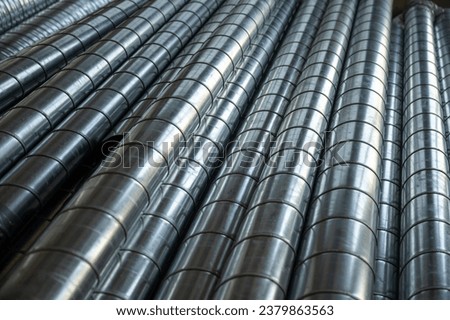 Similar – Image, Stock Photo Galvanized spiral ducts in the rain