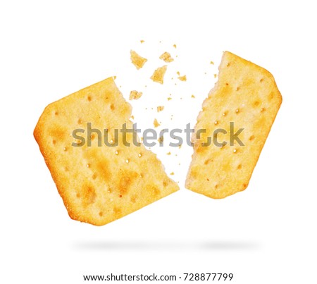 stack of square crackers isolated on white background. Dry cracker cookies isolated