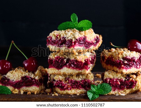 Similar – Image, Stock Photo pile of baked cake with cherry