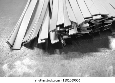 Stack Of Stainless Steel Flat Bar For Background Used