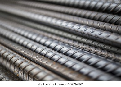 Stack Of Steel Bar Texture In Construction Site