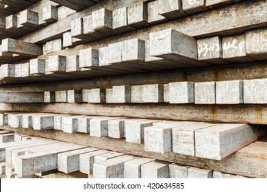 Stack Of Steel Billet Products In The Steel Plant