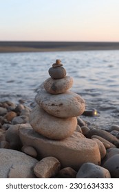 stack of stones on the beach