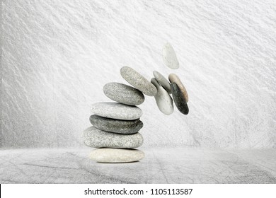 Stack Of Stones While Falling Apart, Abstract Concept