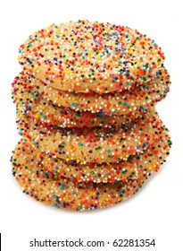 Stack Of Sugar Cookies Over White Background