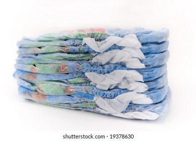 Stack of swimming diapers isolated on a white background