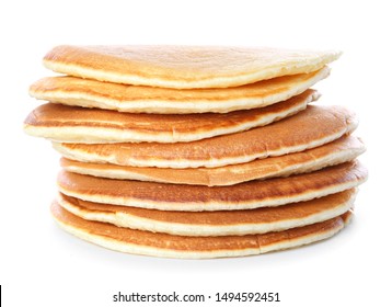 Stack Of Tasty Pancakes On White Background