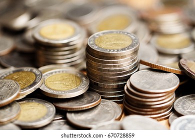 Stack Of Thai Coin (baht) ,selective Focus