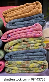stack of thai native cotton cloth