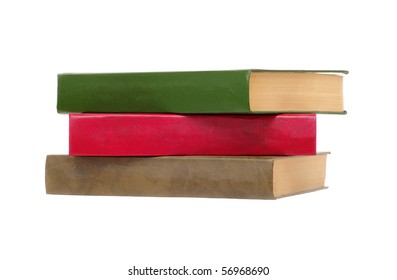 Stack Of Three Books On White Isolated