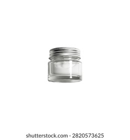 Stack of three silver metal hexagonal nuts with threaded ends on white background, silver nuts