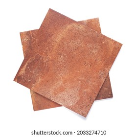 Stack of tile texture isolated on white background. Front view of name plate