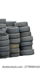 stack of tires isolated on white background 