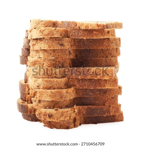Stack of toast bread slices isolated on white