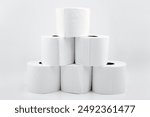 Stack of Toilet Paper rolls isolated on white background