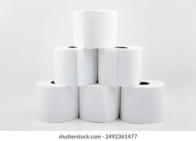 Stack of Toilet Paper rolls isolated on white background