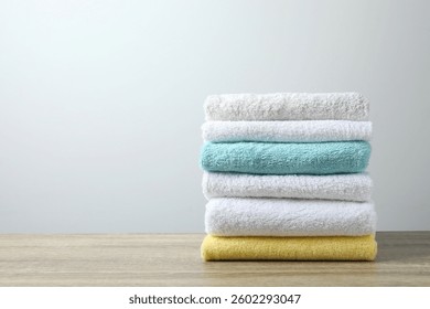 Stack of towels on the table