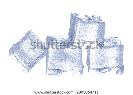 A stack of transparent ice cubes isolated