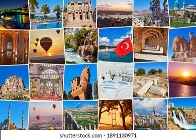 Stack Of Turkey Travel Images - Nature And Architecture Background (my Photos)