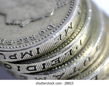 Stack of UK £1 Coins.