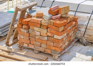 Stack of Used Bricks at Pallet Reclaimed Building Material