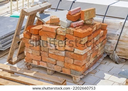Stack of Used Bricks at Pallet Reclaimed Building Material