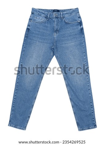 Stack of Various Shades Of Blue Jeans On White Background Denim jeans texture. Denim background texture for design. Canvas denim texture. Blue denim that can be used as background.