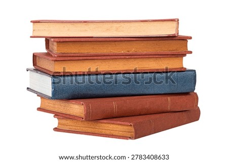 Stack of vintage books isolated on white background with clipping path