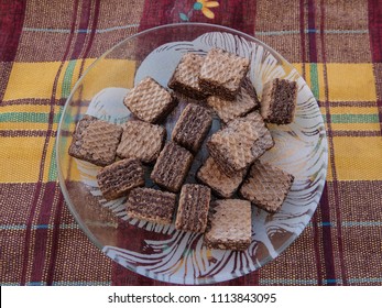 Stack Of Wafer,bite Size Wafer Cookies.