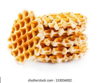 Stack Of Waffles On White Background