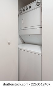 Stack washer and dryer for small condominium or apartment closets