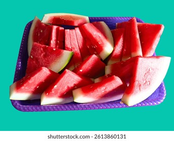 Stack of Watermelon Slices on Tray